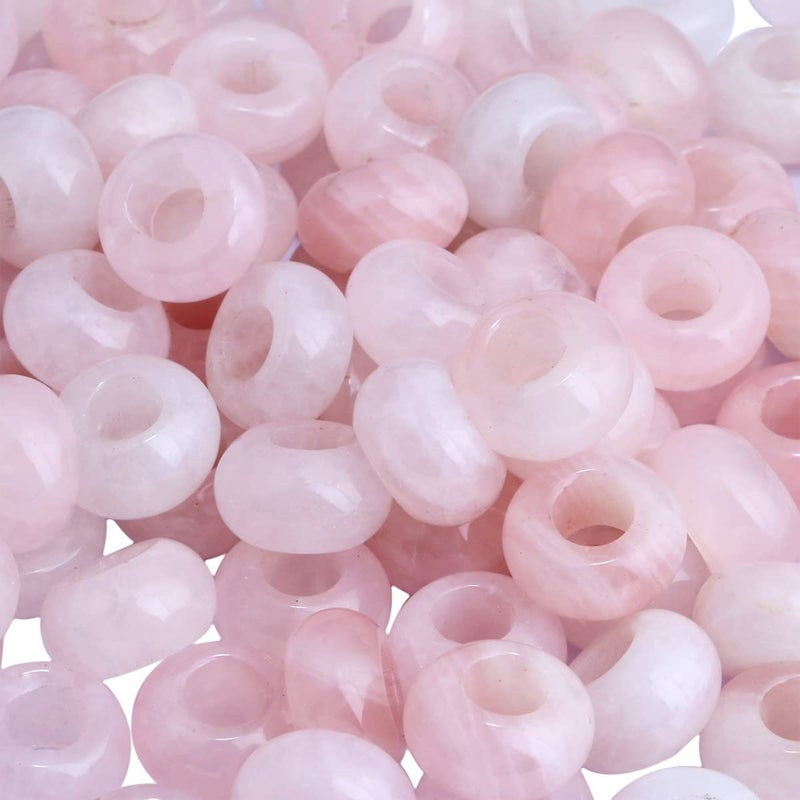 SUNYIK Assorted Stones Large Hole (6mm) Rondelle European Beads fits Bracelet, Tiger's Eye Stone/Rose Quartz/Indian Agate/Amethyst/Sodalite, Pack of 25 - Image 5